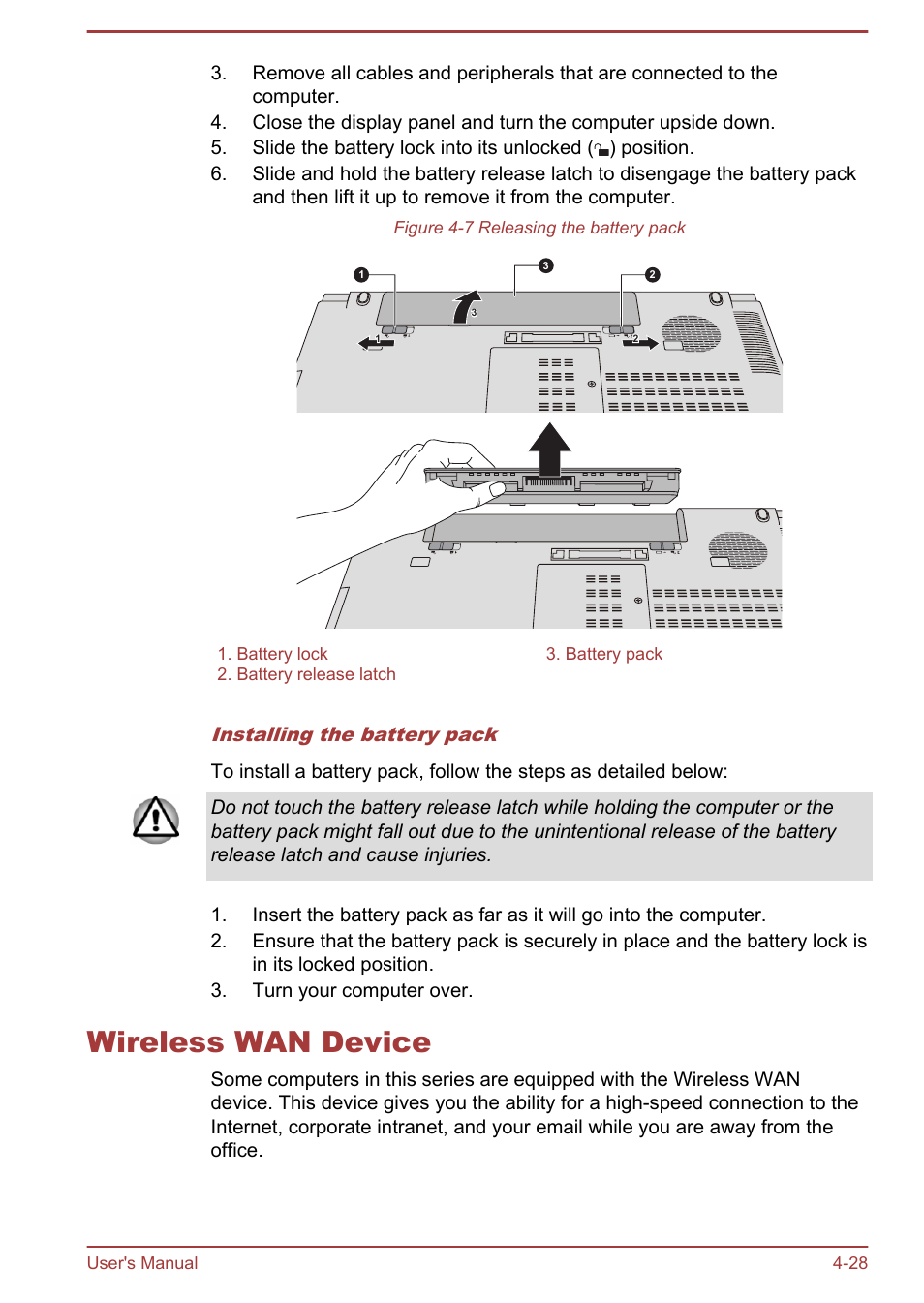 Wireless wan device, Wireless wan device -28 | Toshiba Satellite Pro A50-A User Manual | Page 80 / 165