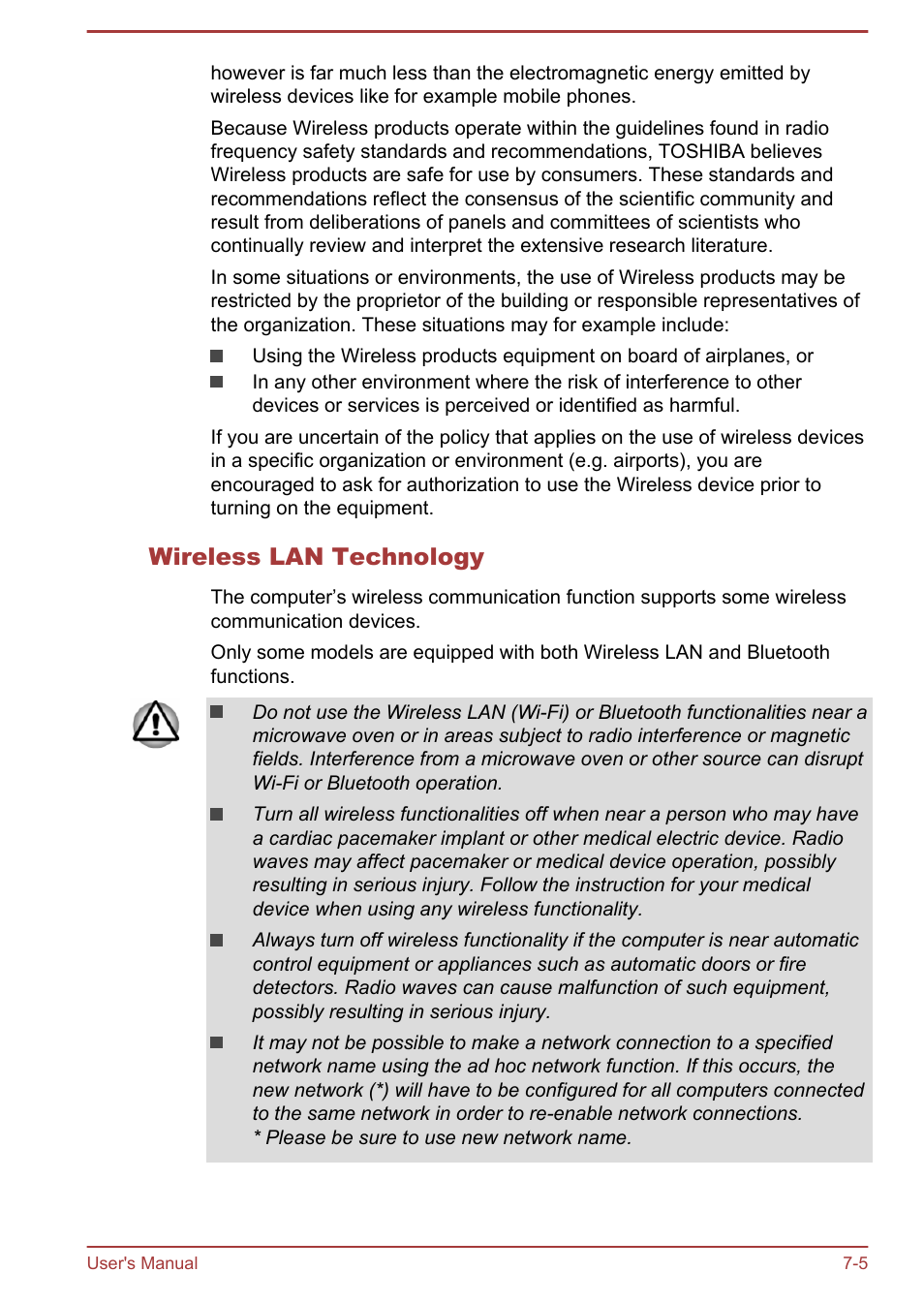 Wireless lan technology | Toshiba Satellite Pro C50-A User Manual | Page 117 / 131