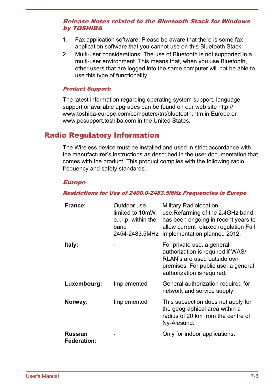 Radio regulatory information | Toshiba Satellite Pro C50-A User Manual | Page 120 / 131
