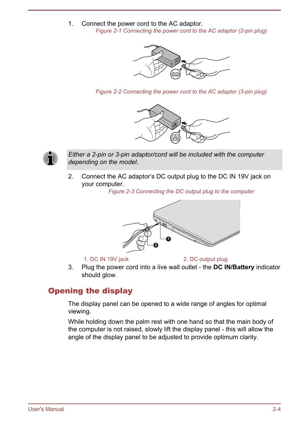 Opening the display | Toshiba Satellite Pro C50-A User Manual | Page 22 / 131