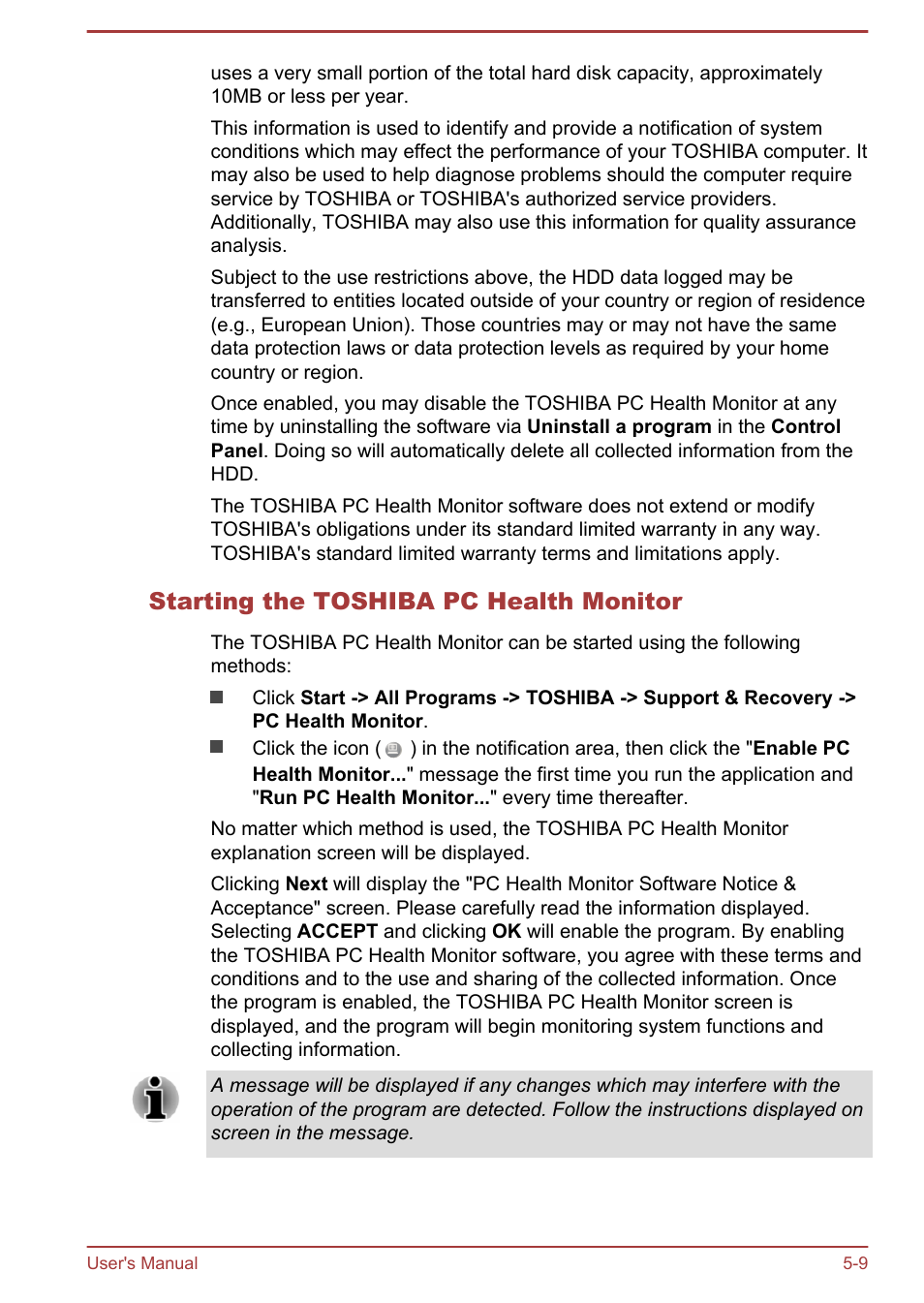 Starting the toshiba pc health monitor | Toshiba Satellite Pro C50-A User Manual | Page 93 / 131