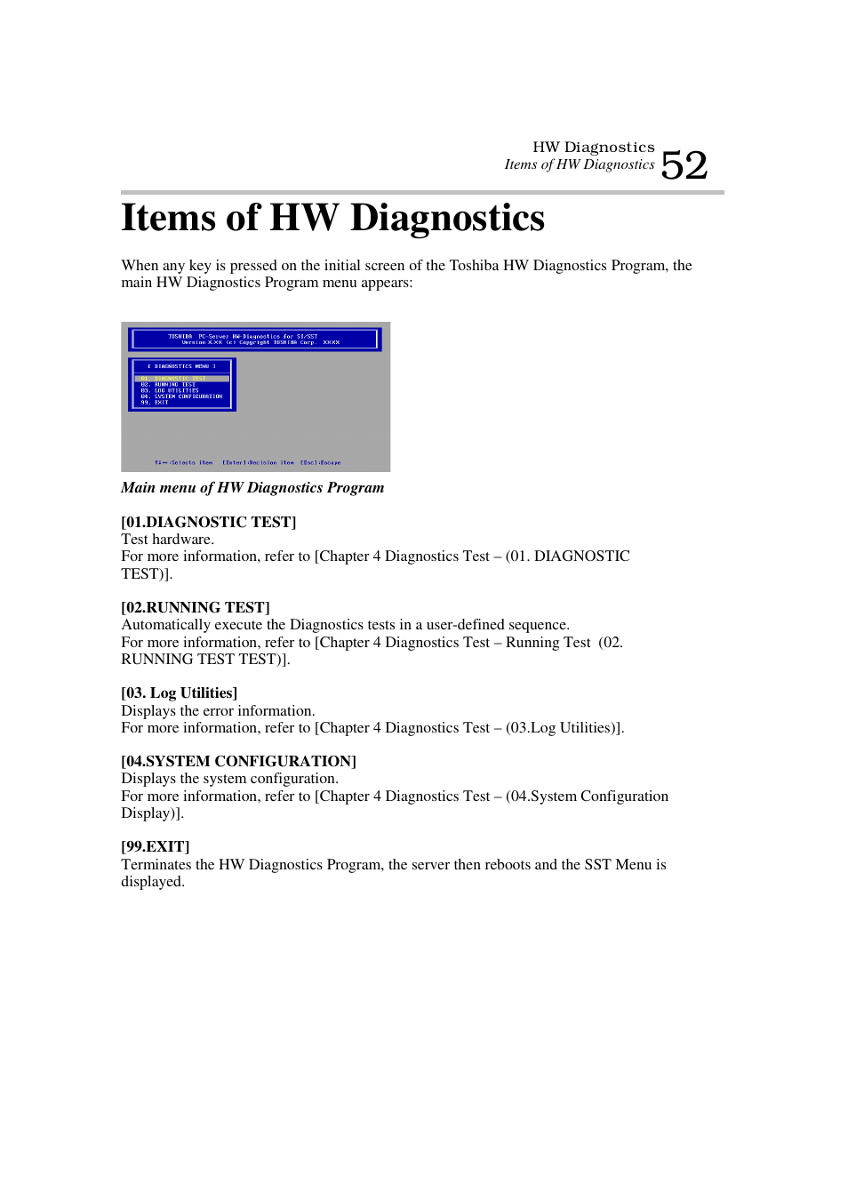 Items of hw diagnostics | Toshiba Magnia 7100 User Manual | Page 64 / 89