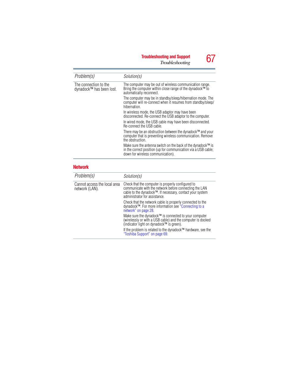 Network | Toshiba Dynadock Wireless U User Manual | Page 67 / 76