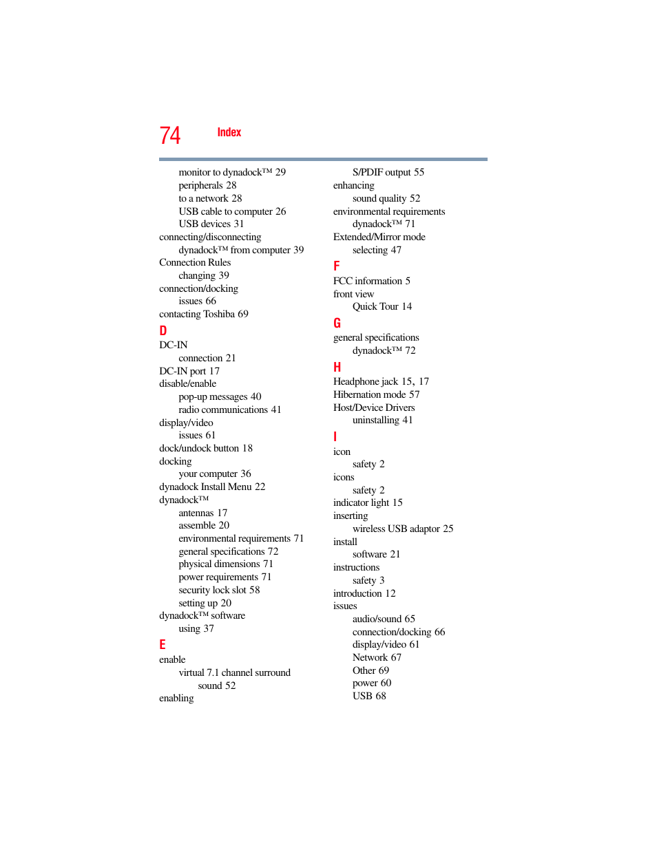 Toshiba Dynadock Wireless U User Manual | Page 74 / 76