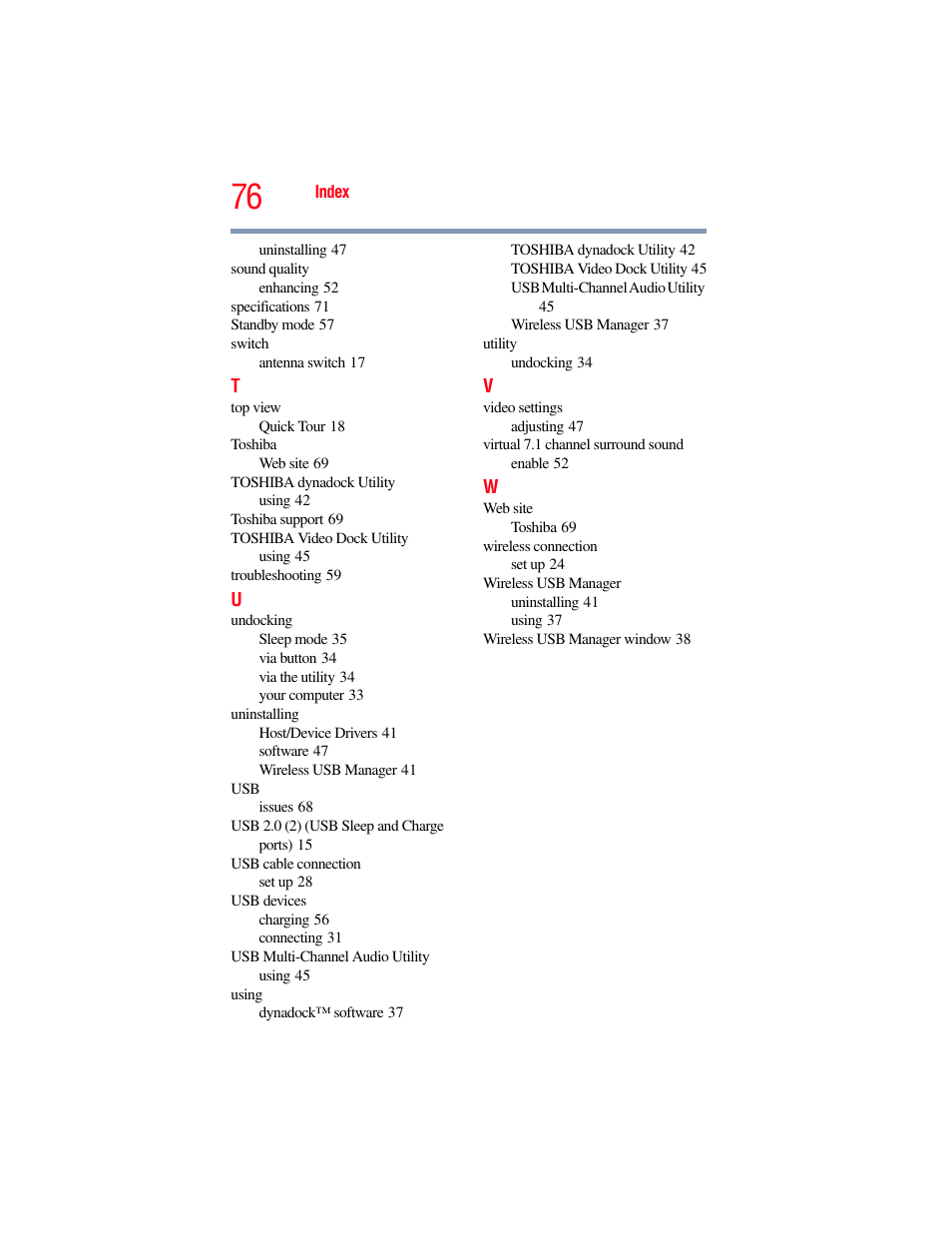 Toshiba Dynadock Wireless U User Manual | Page 76 / 76