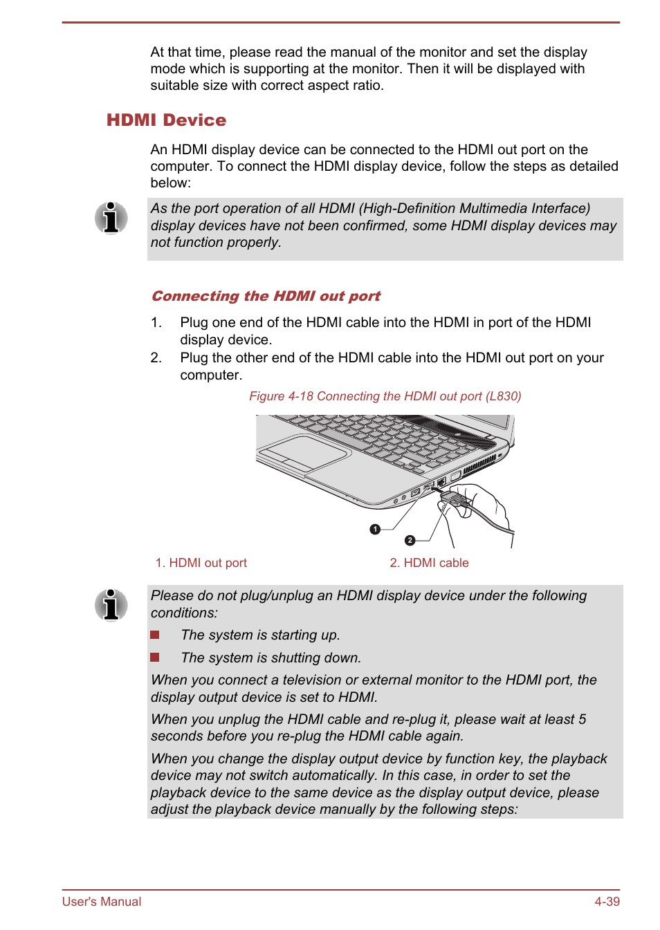 Hdmi device | Toshiba Satellite L830 User Manual | Page 96 / 144