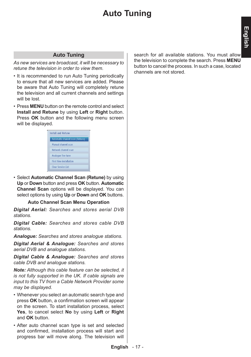 Auto tuning, English | Toshiba L3455 User Manual | Page 18 / 54