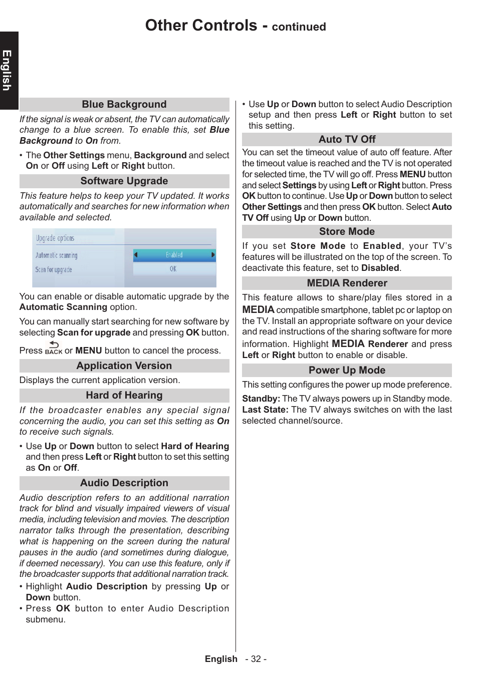 Other controls, English, Continued | Toshiba L3455 User Manual | Page 33 / 54