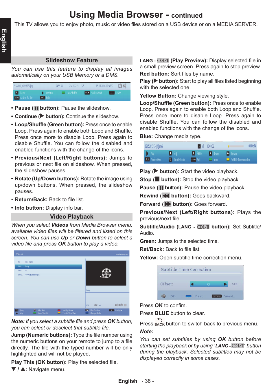 Using media browser, English, Continued | Toshiba L3455 User Manual | Page 39 / 54