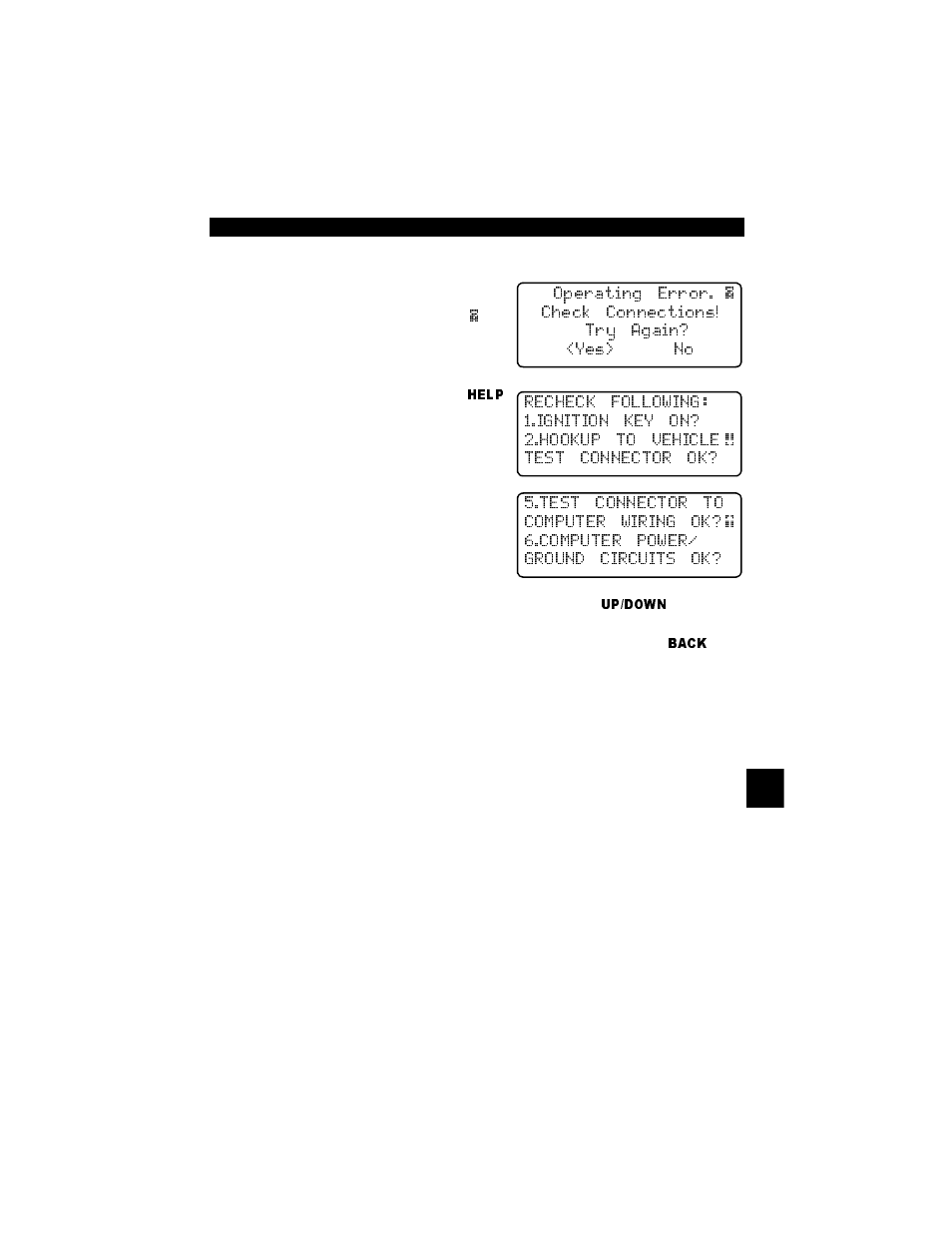 Section 8 - help & troubleshooting, How to use on-line help, Scan tool does not power up | Using non-obd ii adapter cables, Using j1962 (obd ii) or chrysler lh adapter cable, Section 8 – help & troubleshooting | Actron Professional Enhanced Scan Tool 9640A User Manual | Page 103 / 126