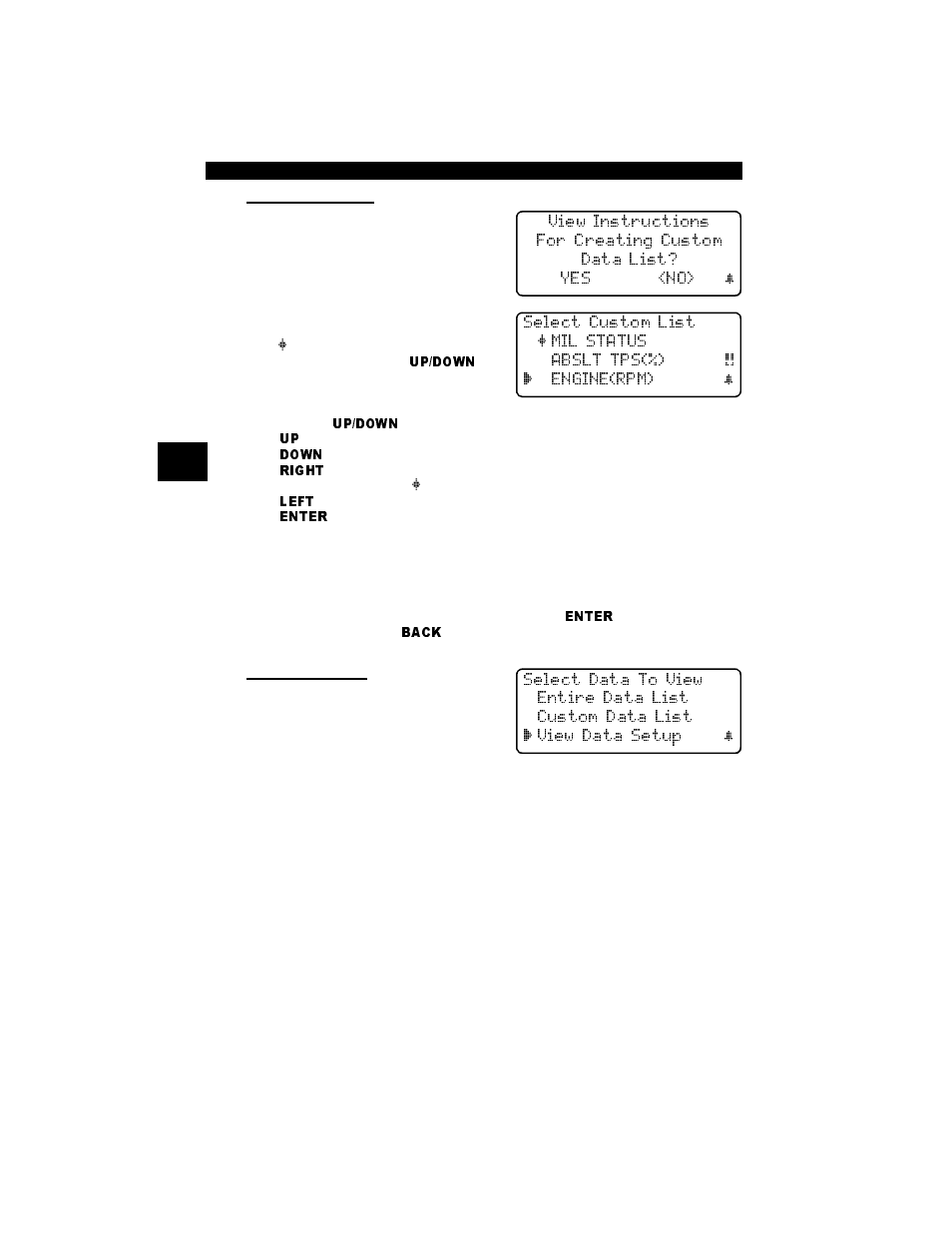 Custom data list, View data setup | Actron Professional Enhanced Scan Tool 9640A User Manual | Page 32 / 126