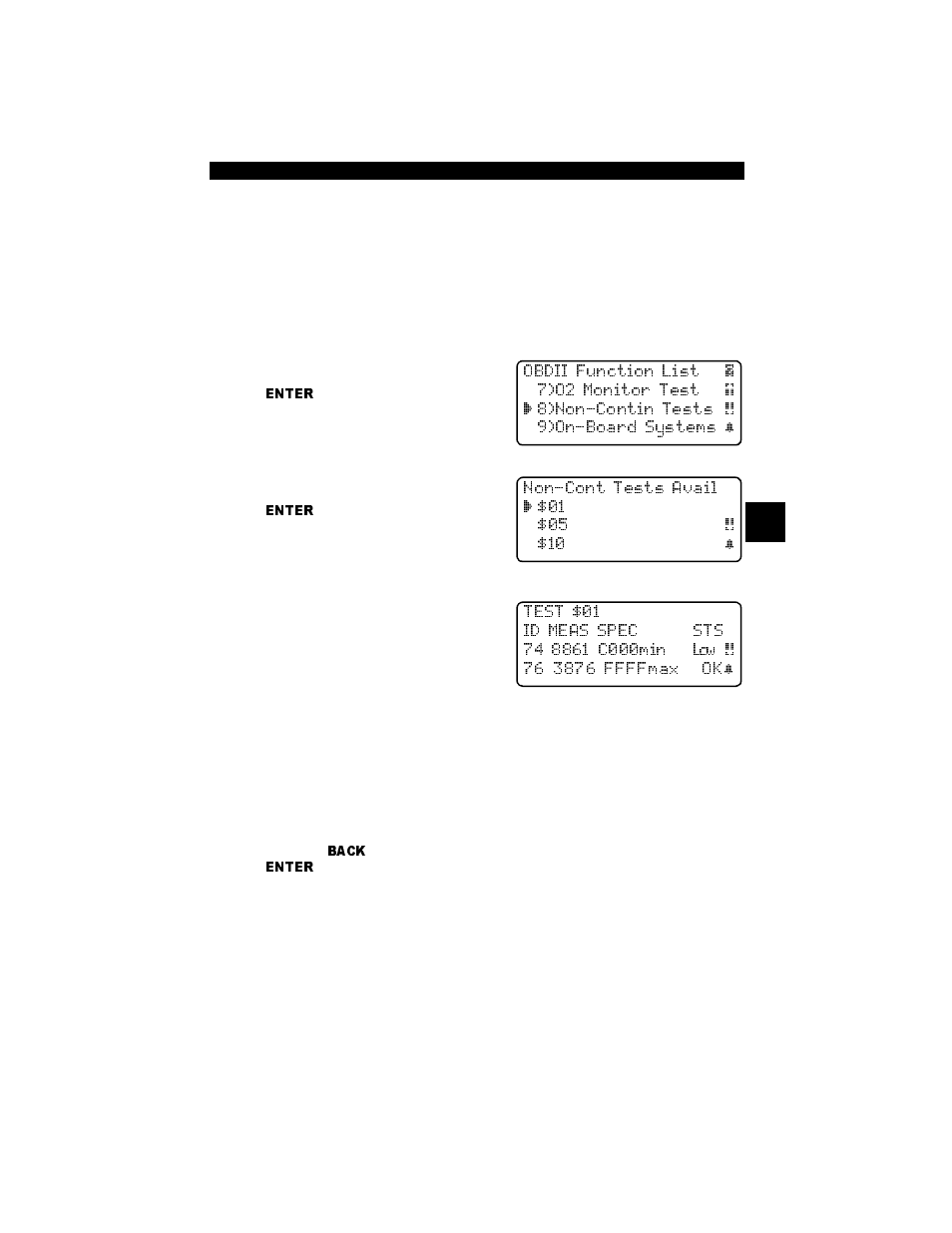 Non-continuous tests, On-board systems, Non-continuous tests -7 on-board systems -7 | 4non-continuous tests | Actron Professional Enhanced Scan Tool 9640A User Manual | Page 39 / 126
