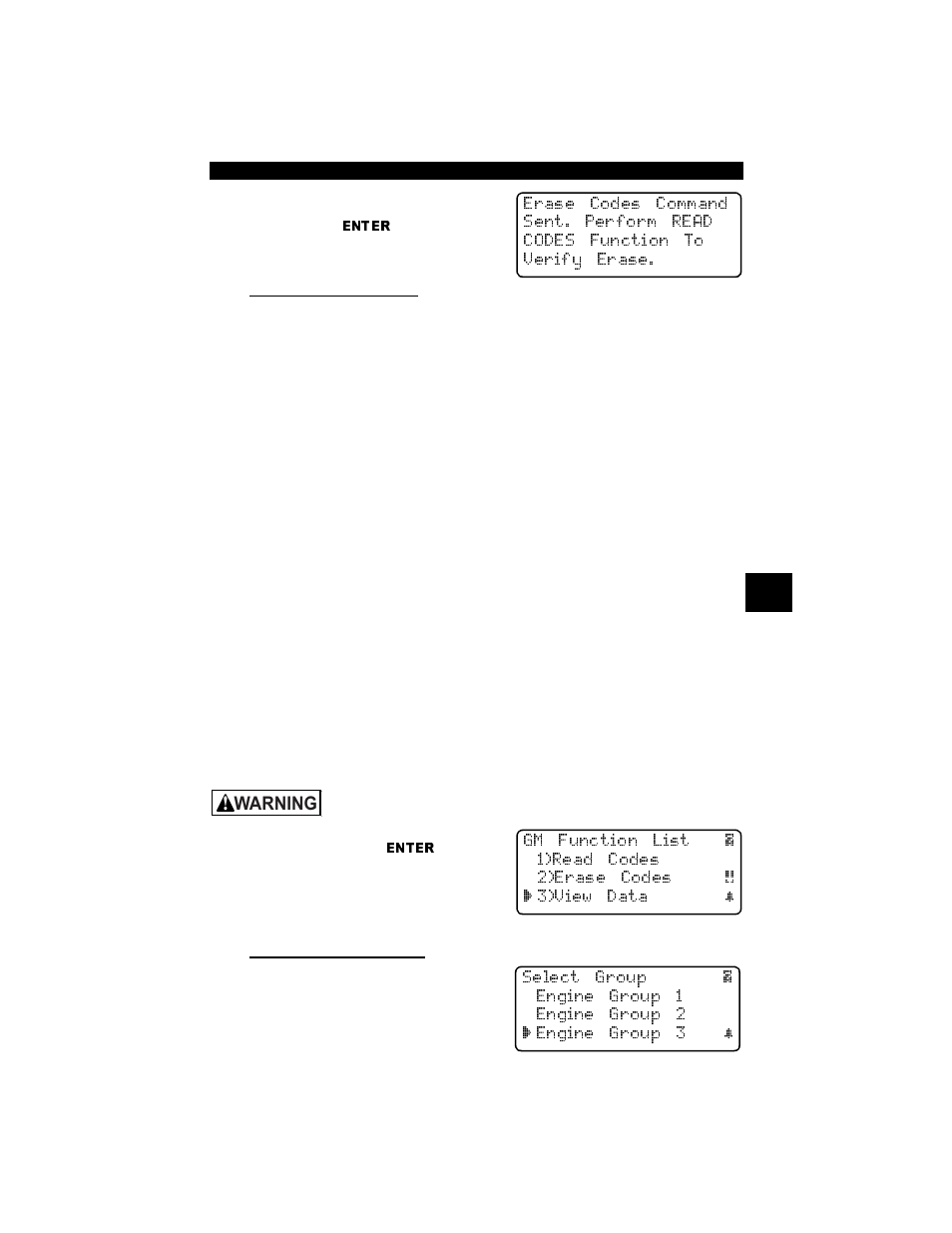 Manual erase methods, View data, Multiple group vehicles | View data -3, Warning | Actron Professional Enhanced Scan Tool 9640A User Manual | Page 49 / 126