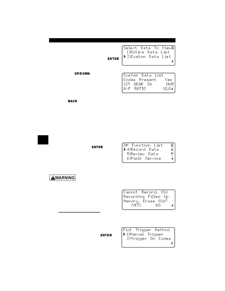 Record data, Multiple group vehicles, Record data -4 | Warning | Actron Professional Enhanced Scan Tool 9640A User Manual | Page 50 / 126