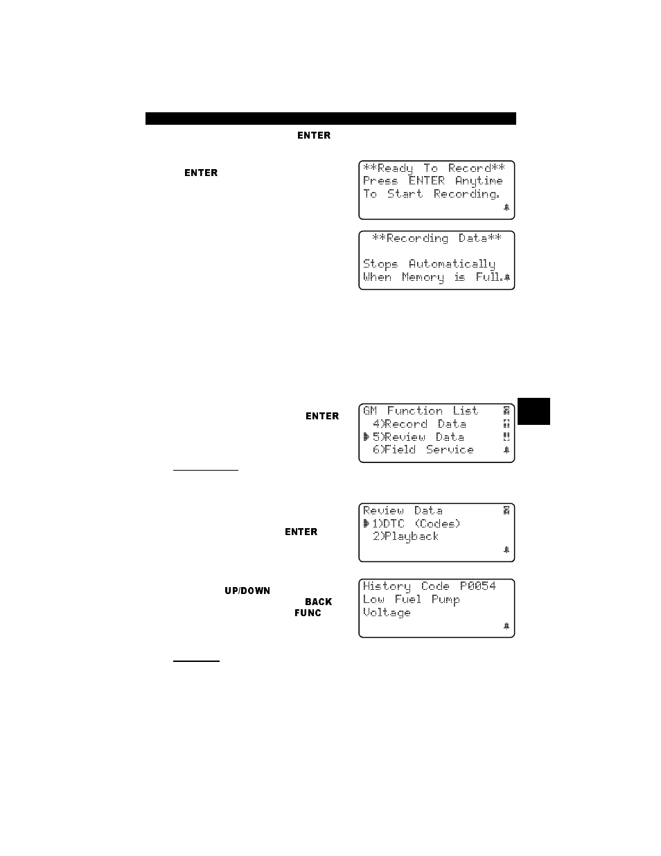 Review data, Dtc (codes), Playback | Review data -5 | Actron Professional Enhanced Scan Tool 9640A User Manual | Page 51 / 126