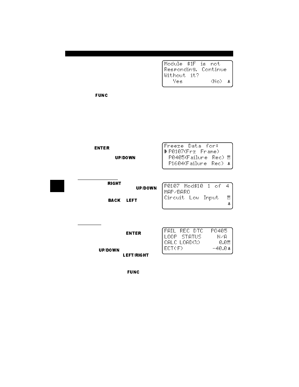 View freeze data, Dtc definition(s), Fault data | O2 monitor test, Non-continuous tests, On-board systems | Actron Professional Enhanced Scan Tool 9640A User Manual | Page 58 / 126