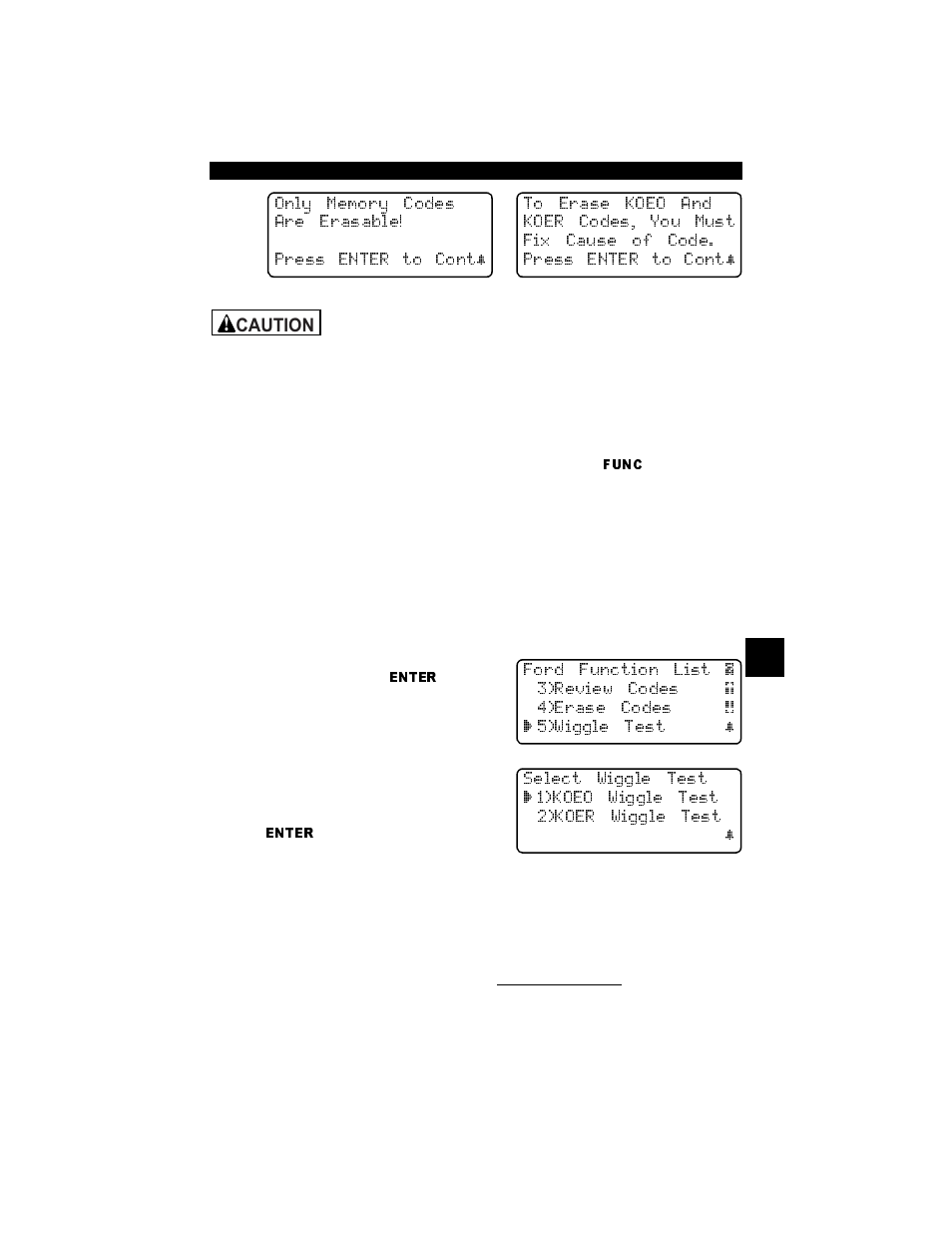 Wiggle test (eec-iv vehicles), Wiggle test (eec-iv vehicles) -7, Caution | Actron Professional Enhanced Scan Tool 9640A User Manual | Page 67 / 126