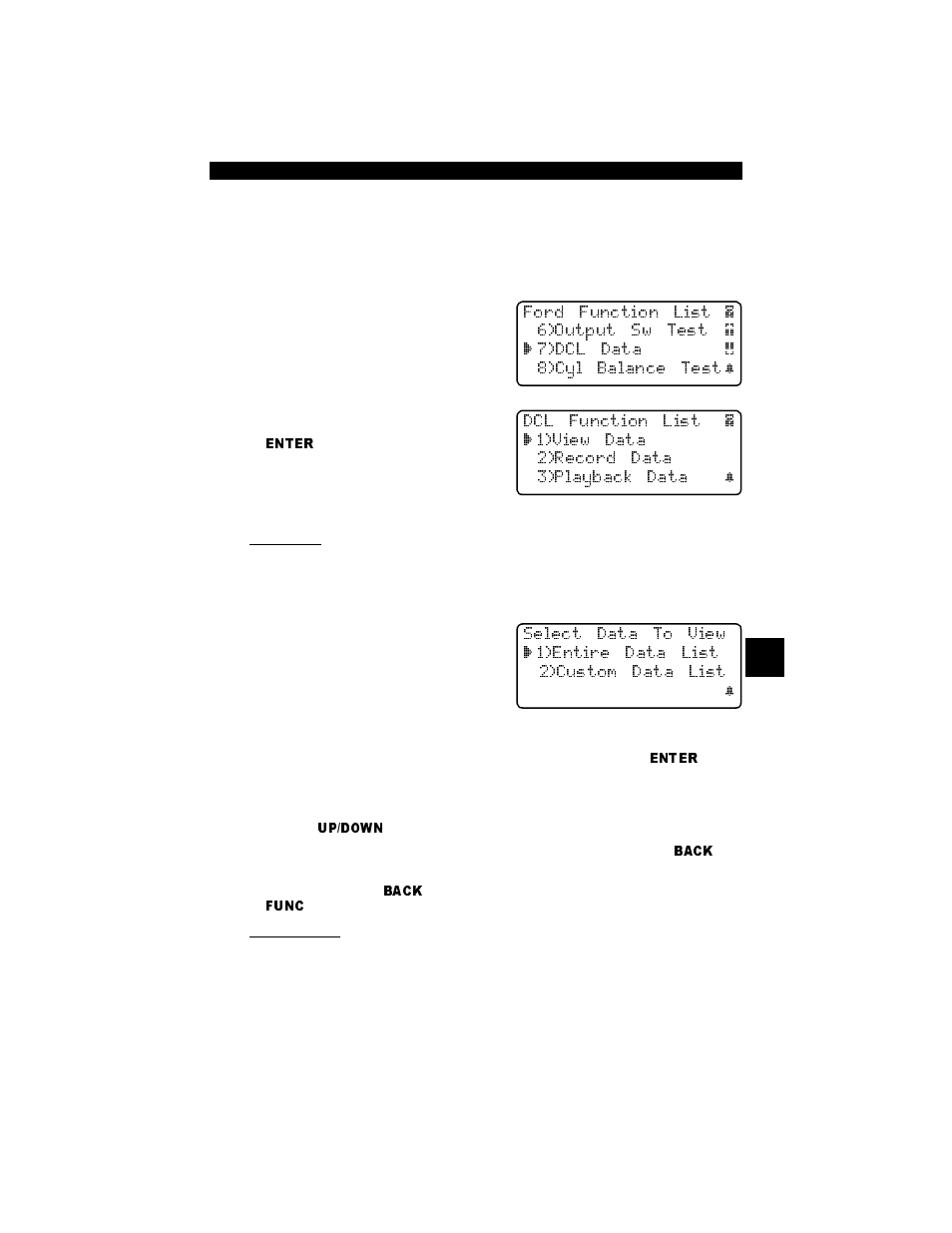 Dcl data functions (eec-iv vehicles), View data, Record data | Dcl data functions (eec-iv vehicles) -15 | Actron Professional Enhanced Scan Tool 9640A User Manual | Page 75 / 126