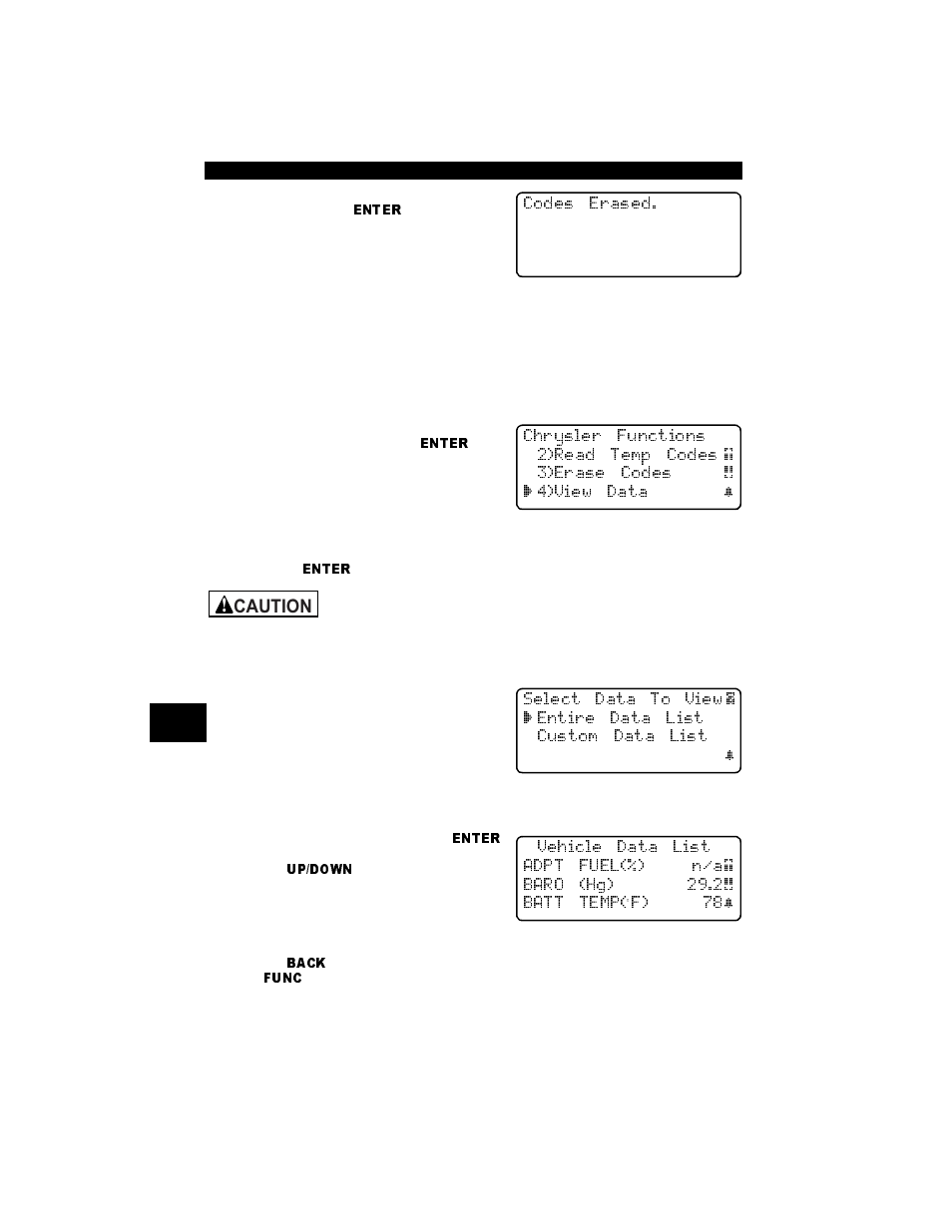 View data, View data -4, Caution | Actron Professional Enhanced Scan Tool 9640A User Manual | Page 92 / 126