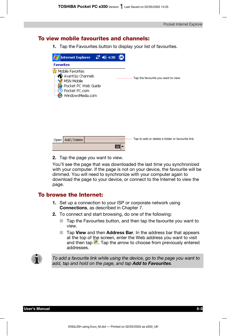 Toshiba Pocket PC e330 User Manual | Page 85 / 113