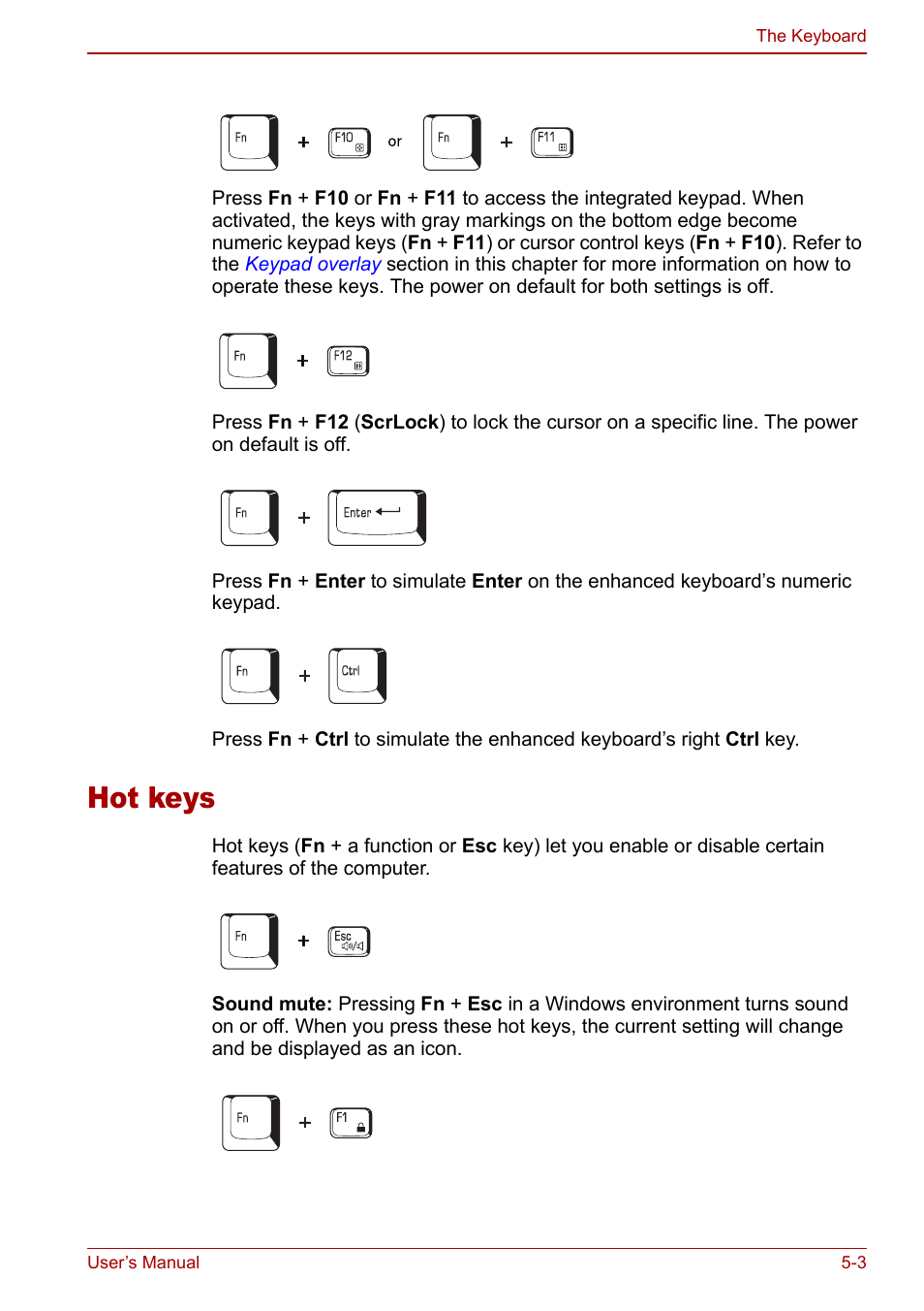 Hot keys, Hot keys -3 | Toshiba Satellite U200 User Manual | Page 113 / 234