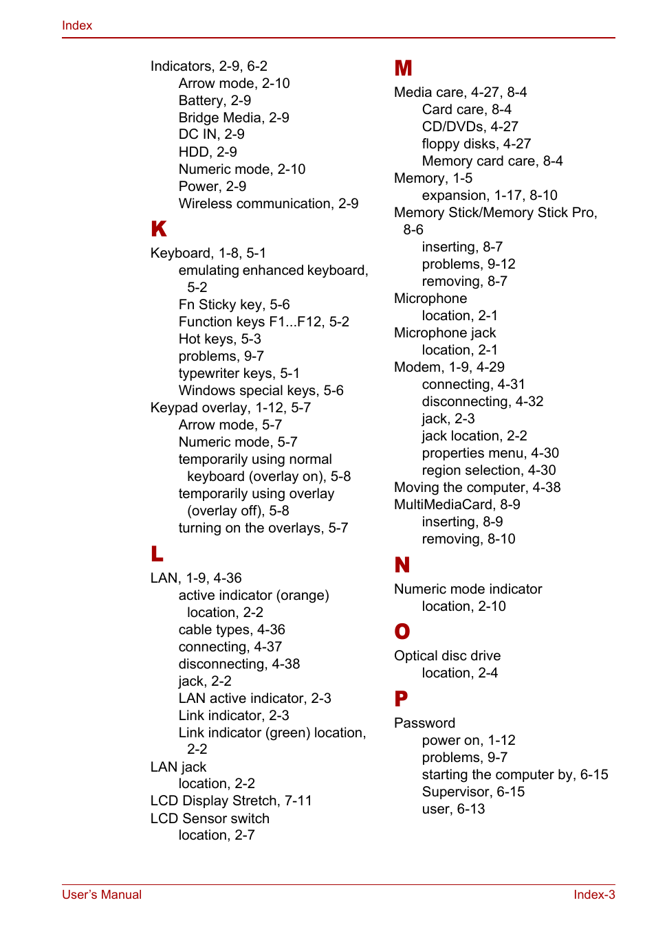 Toshiba Satellite U200 User Manual | Page 231 / 234