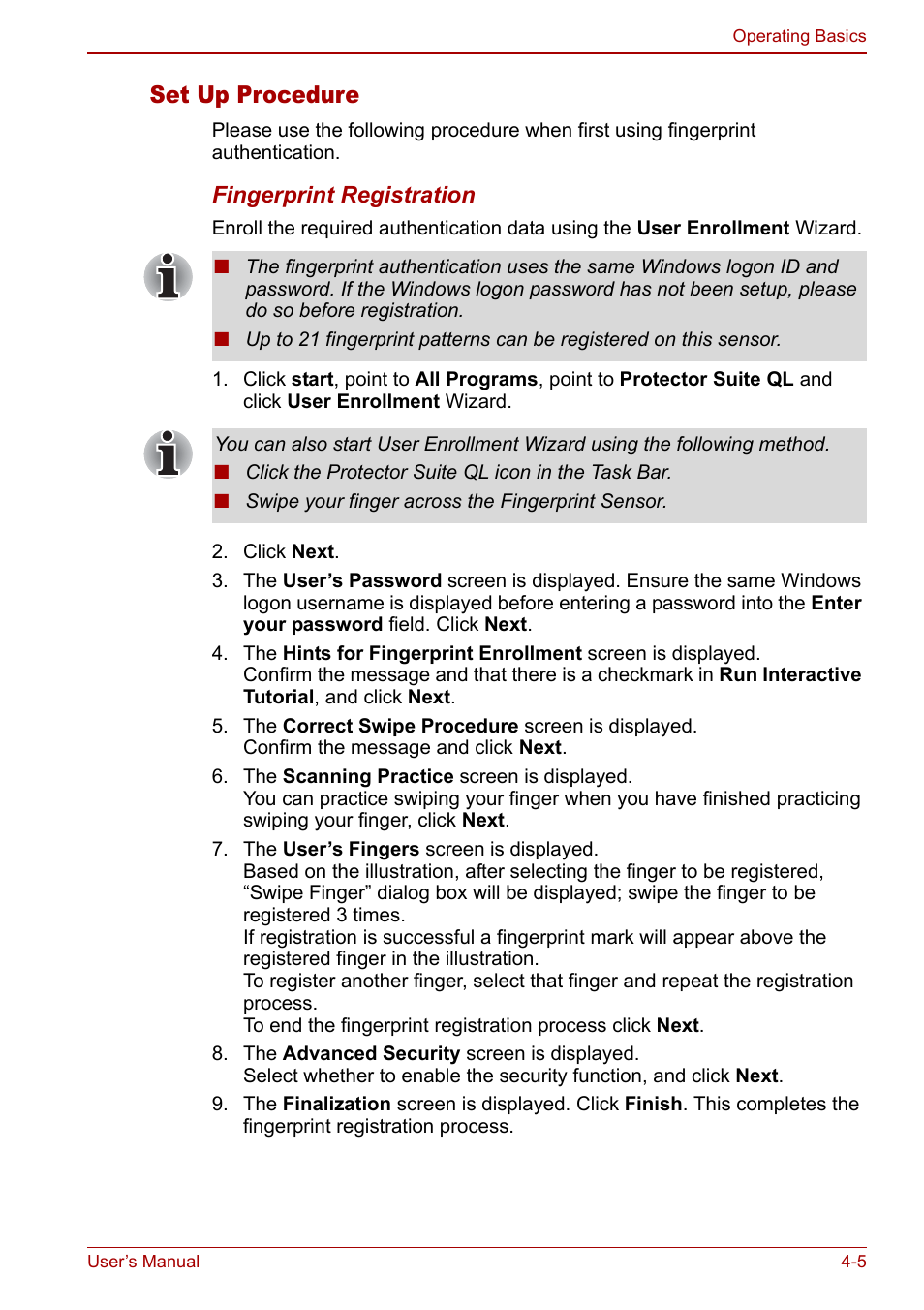 Set up procedure | Toshiba Satellite U200 User Manual | Page 73 / 234