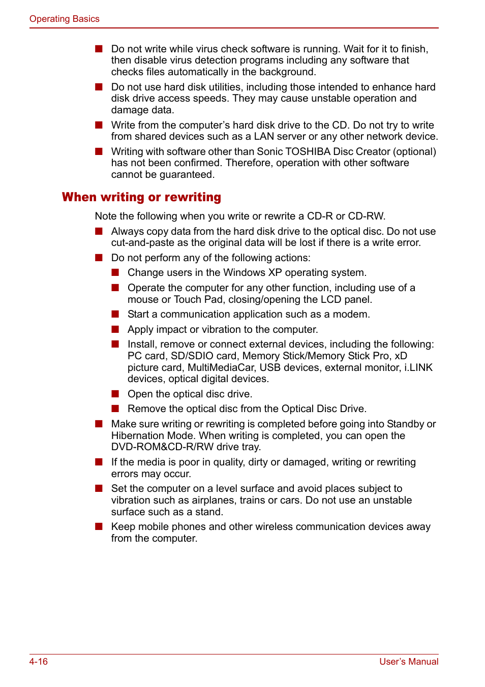 When writing or rewriting | Toshiba Satellite U200 User Manual | Page 84 / 234