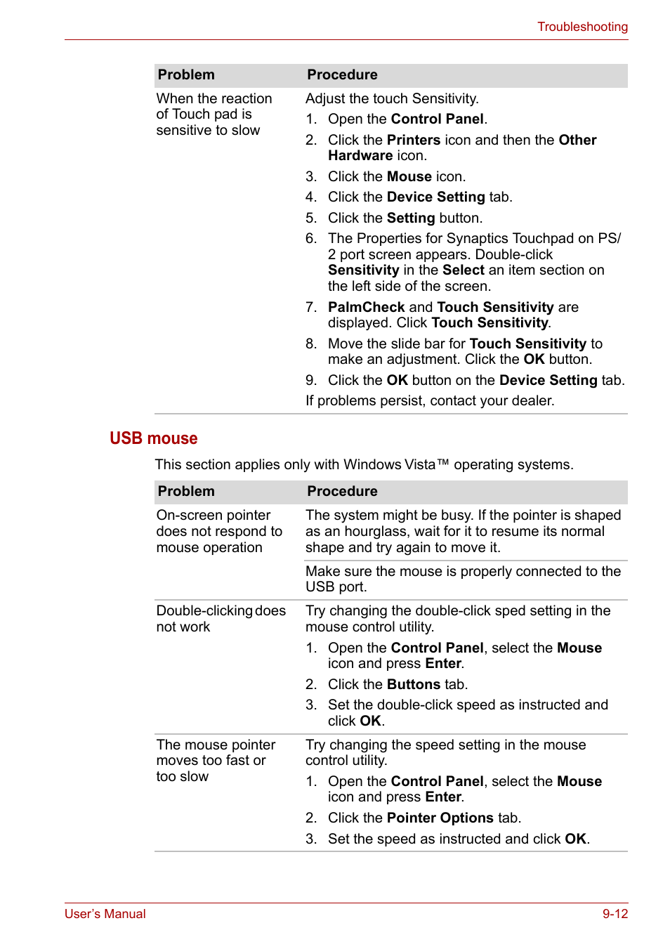 Usb mouse | Toshiba Satellite A100 (PSAAR) User Manual | Page 127 / 171