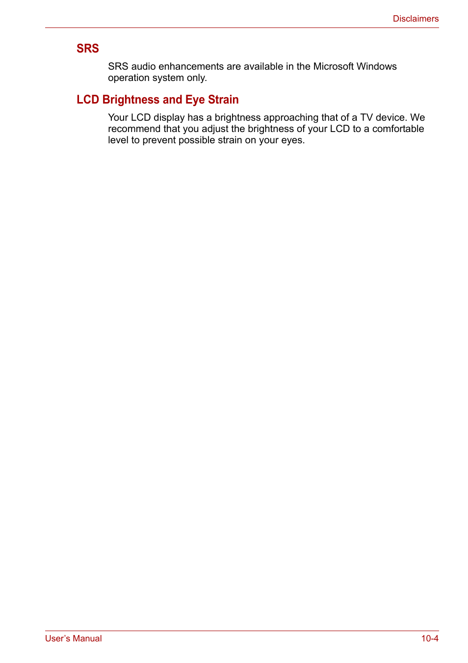 Lcd brightness and eye strain | Toshiba Satellite A100 (PSAAR) User Manual | Page 137 / 171