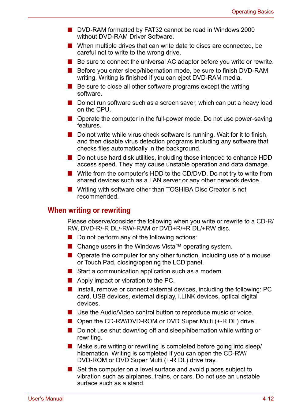 When writing or rewriting | Toshiba Satellite A100 (PSAAR) User Manual | Page 64 / 171