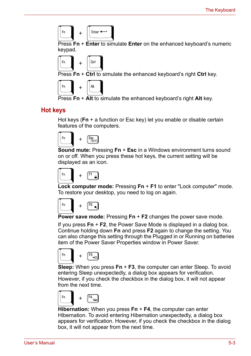 Hot keys | Toshiba Satellite A100 (PSAAR) User Manual | Page 80 / 171