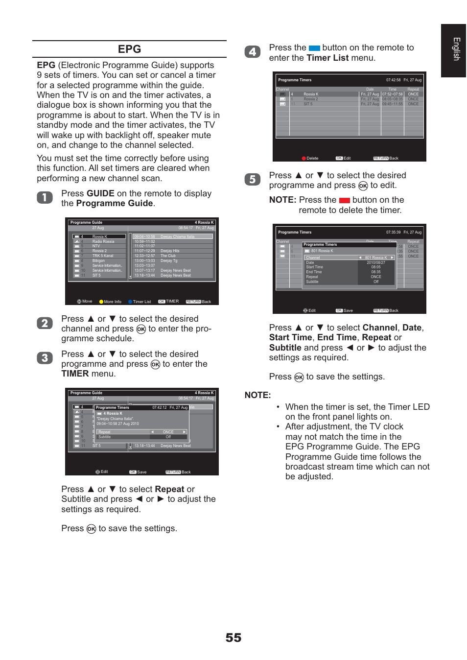 English | Toshiba AV933 User Manual | Page 55 / 68