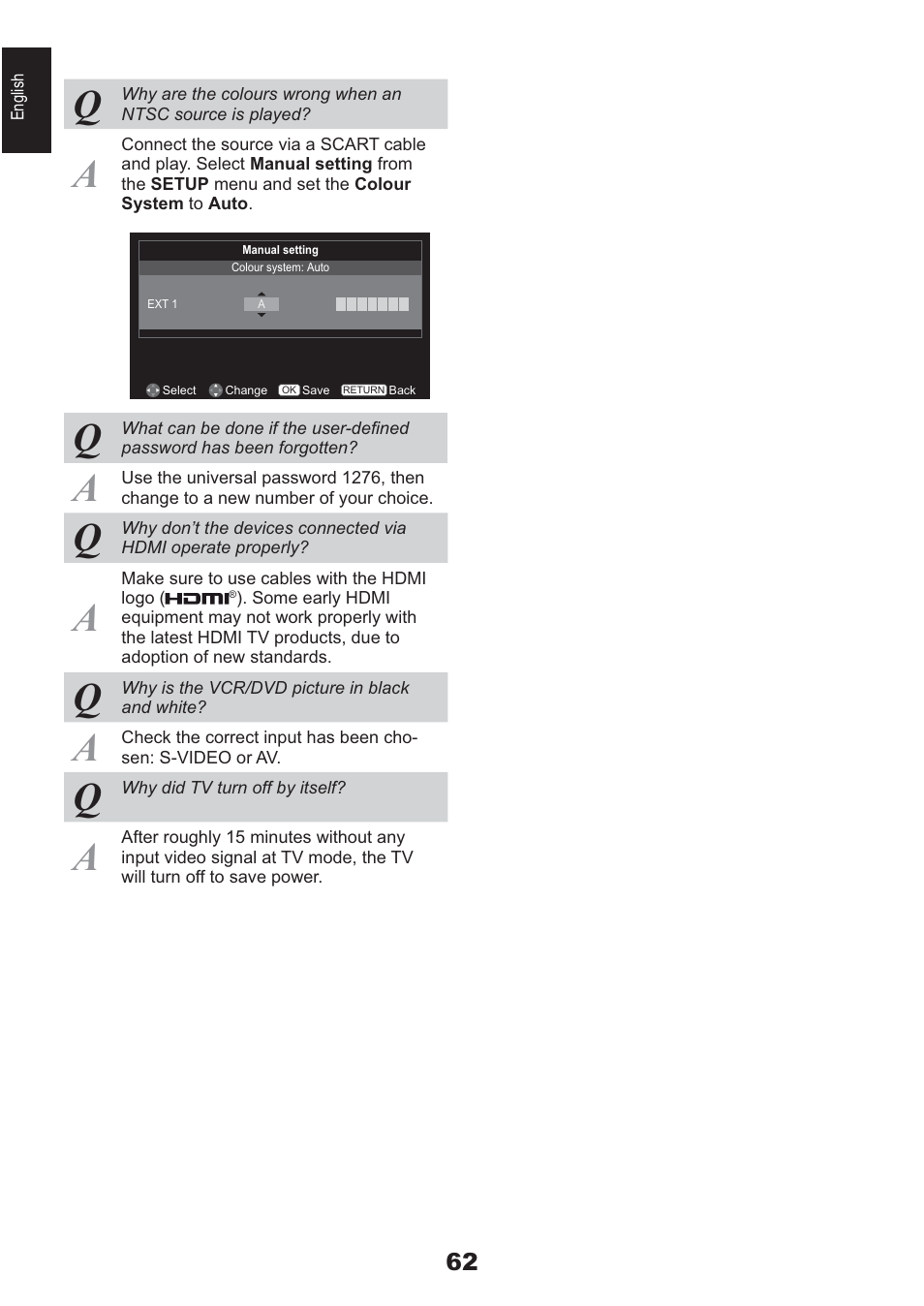 Toshiba AV933 User Manual | Page 62 / 68