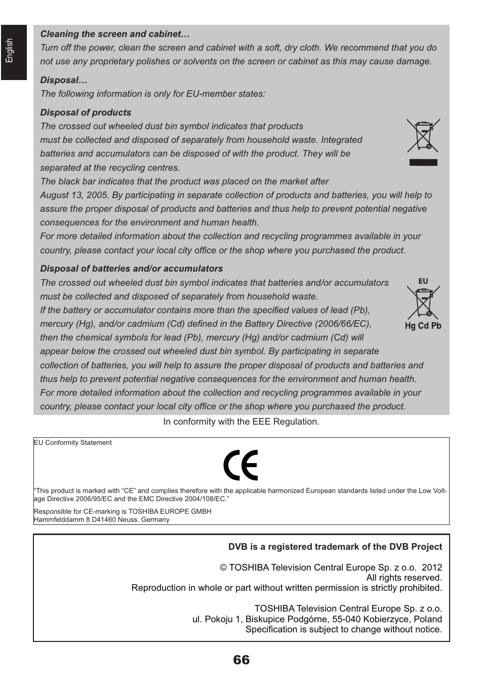 Toshiba AV933 User Manual | Page 66 / 68