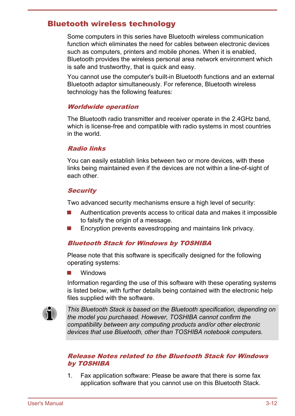 Bluetooth wireless technology | Toshiba Satellite U840W User Manual | Page 48 / 120