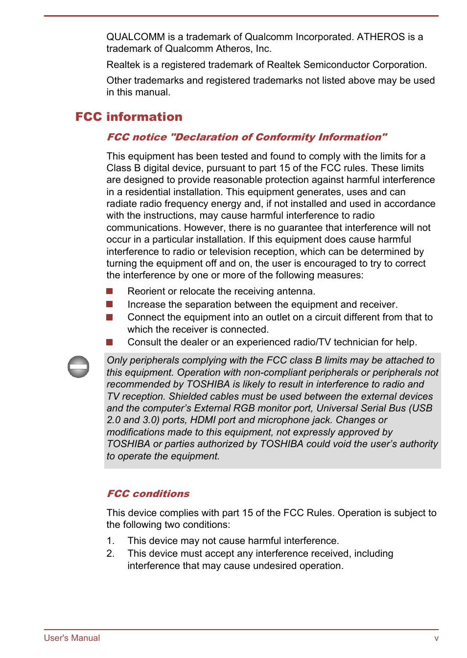 Fcc information | Toshiba Satellite U840W User Manual | Page 5 / 120