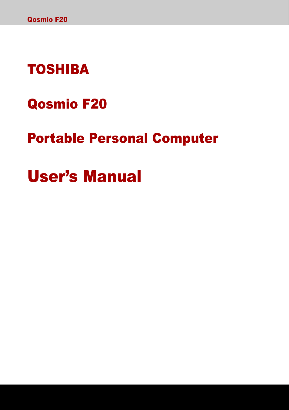 Toshiba Qosmio F20 (PQF22) User Manual | 282 pages