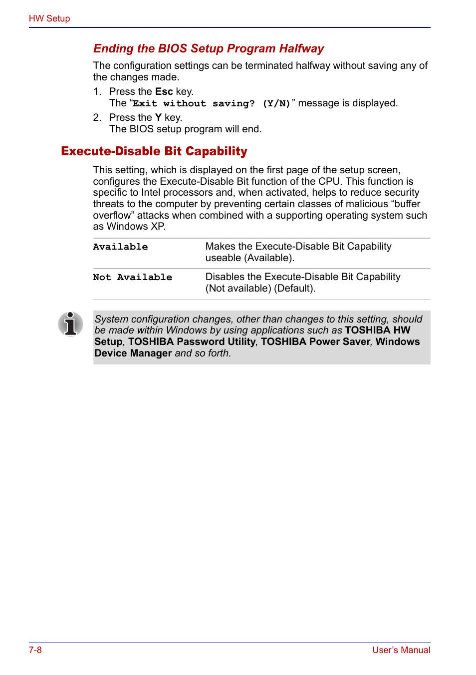 Execute-disable bit capability | Toshiba Qosmio F20 (PQF22) User Manual | Page 134 / 282