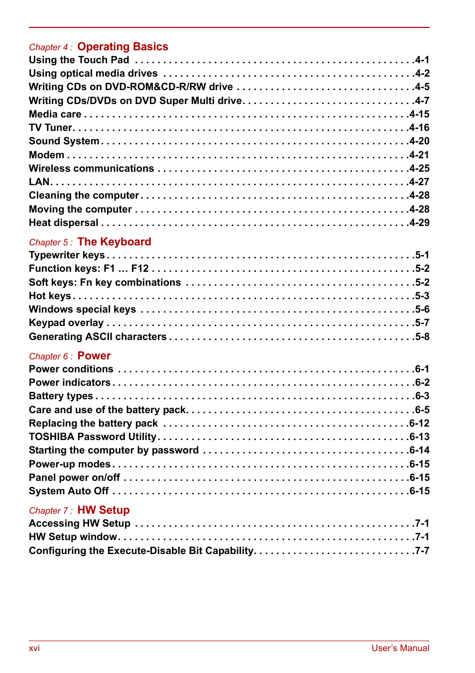 Toshiba Qosmio F20 (PQF22) User Manual | Page 16 / 282