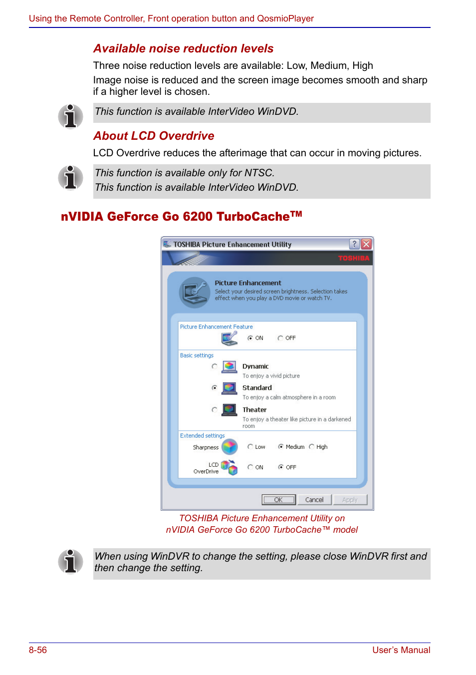 Nvidia geforce go 6200 turbocache | Toshiba Qosmio F20 (PQF22) User Manual | Page 190 / 282