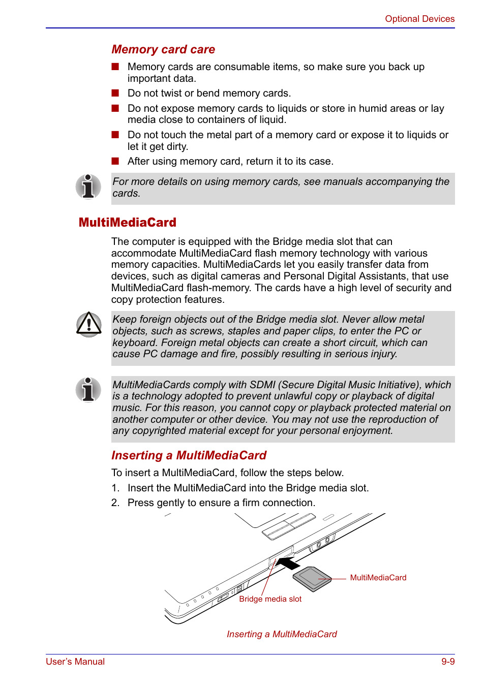 Multimediacard | Toshiba Qosmio F20 (PQF22) User Manual | Page 201 / 282