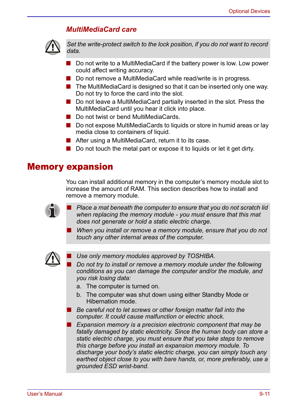 Memory expansion, Memory expansion -11 | Toshiba Qosmio F20 (PQF22) User Manual | Page 203 / 282