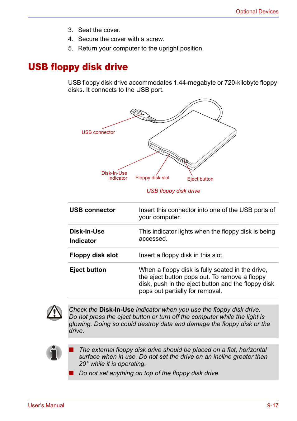 Usb floppy disk drive, Usb floppy disk drive -17 | Toshiba Qosmio F20 (PQF22) User Manual | Page 209 / 282