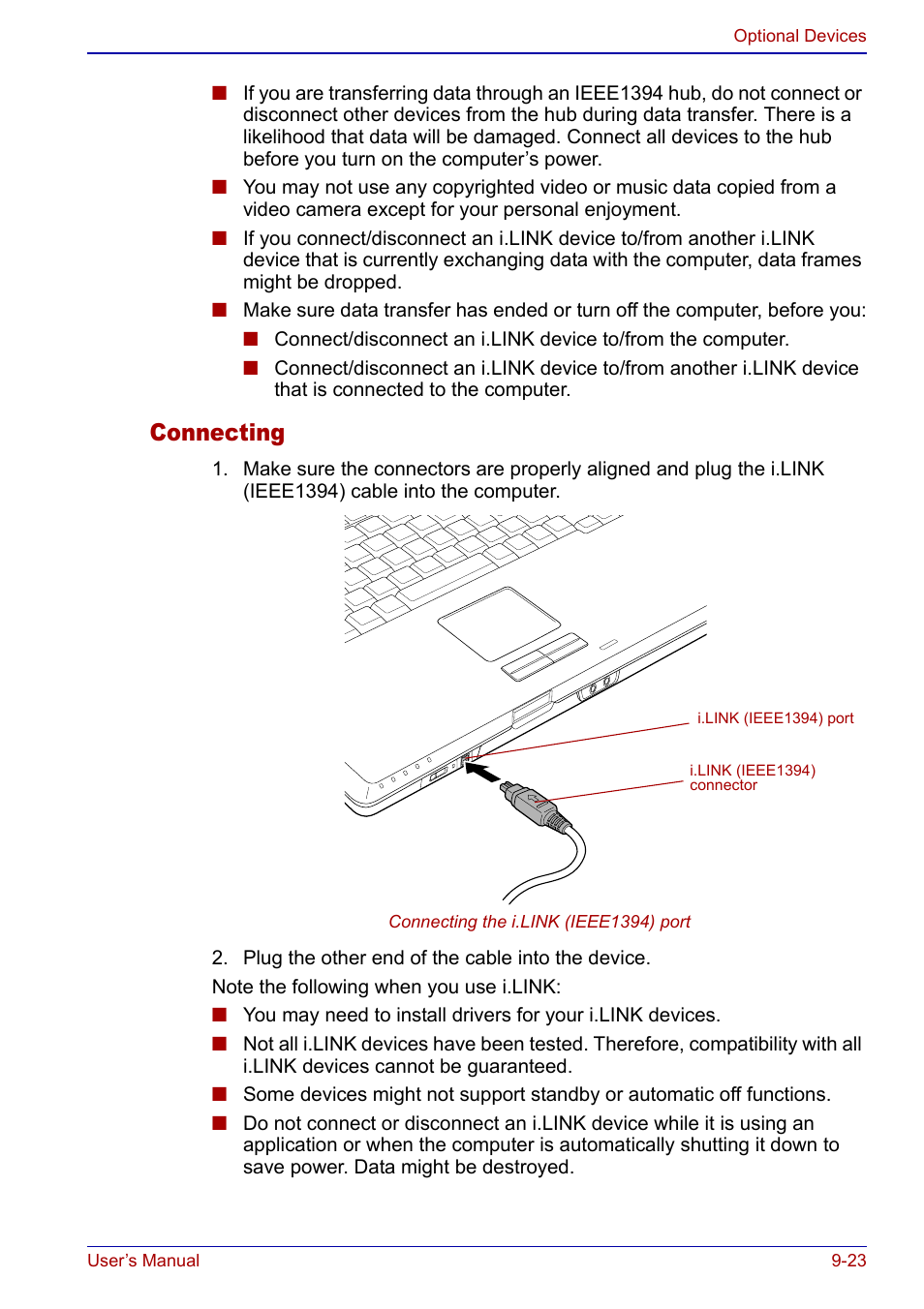 Connecting | Toshiba Qosmio F20 (PQF22) User Manual | Page 215 / 282