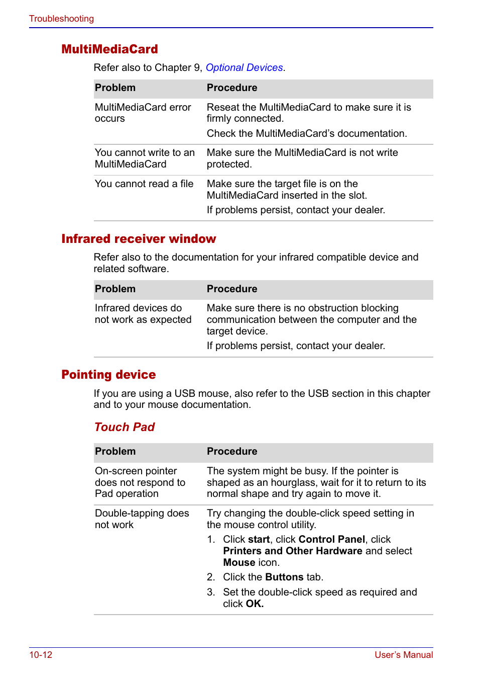 Multimediacard, Infrared receiver window, Pointing device | Toshiba Qosmio F20 (PQF22) User Manual | Page 228 / 282