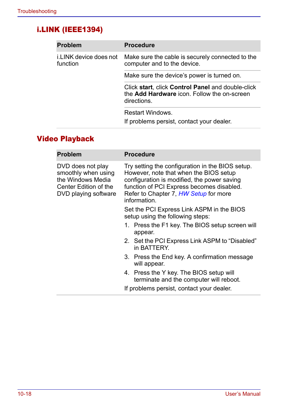 I.link (ieee1394) video playback | Toshiba Qosmio F20 (PQF22) User Manual | Page 234 / 282