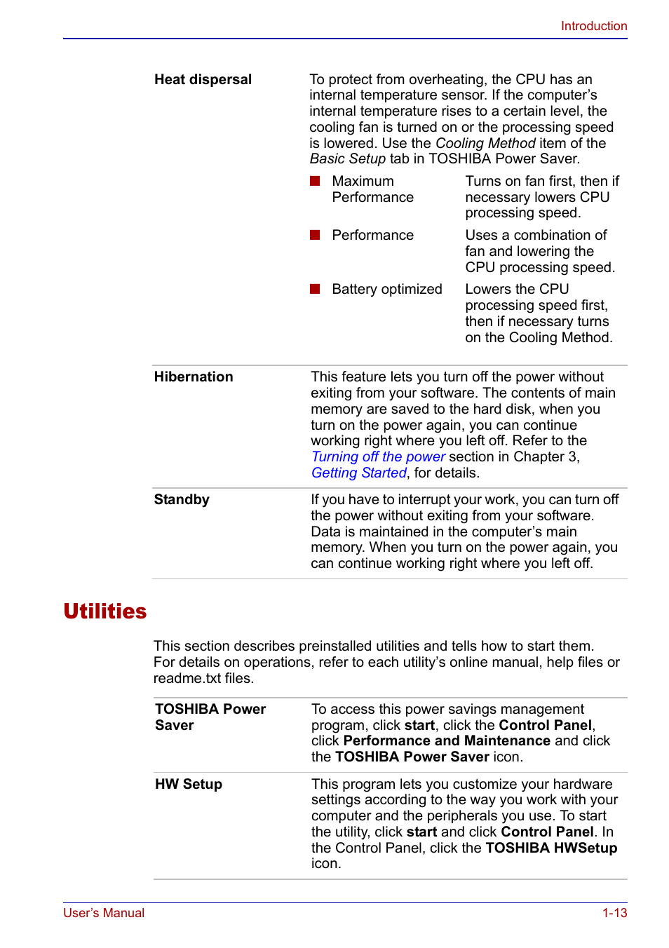 Utilities, Utilities -13 | Toshiba Qosmio F20 (PQF22) User Manual | Page 39 / 282