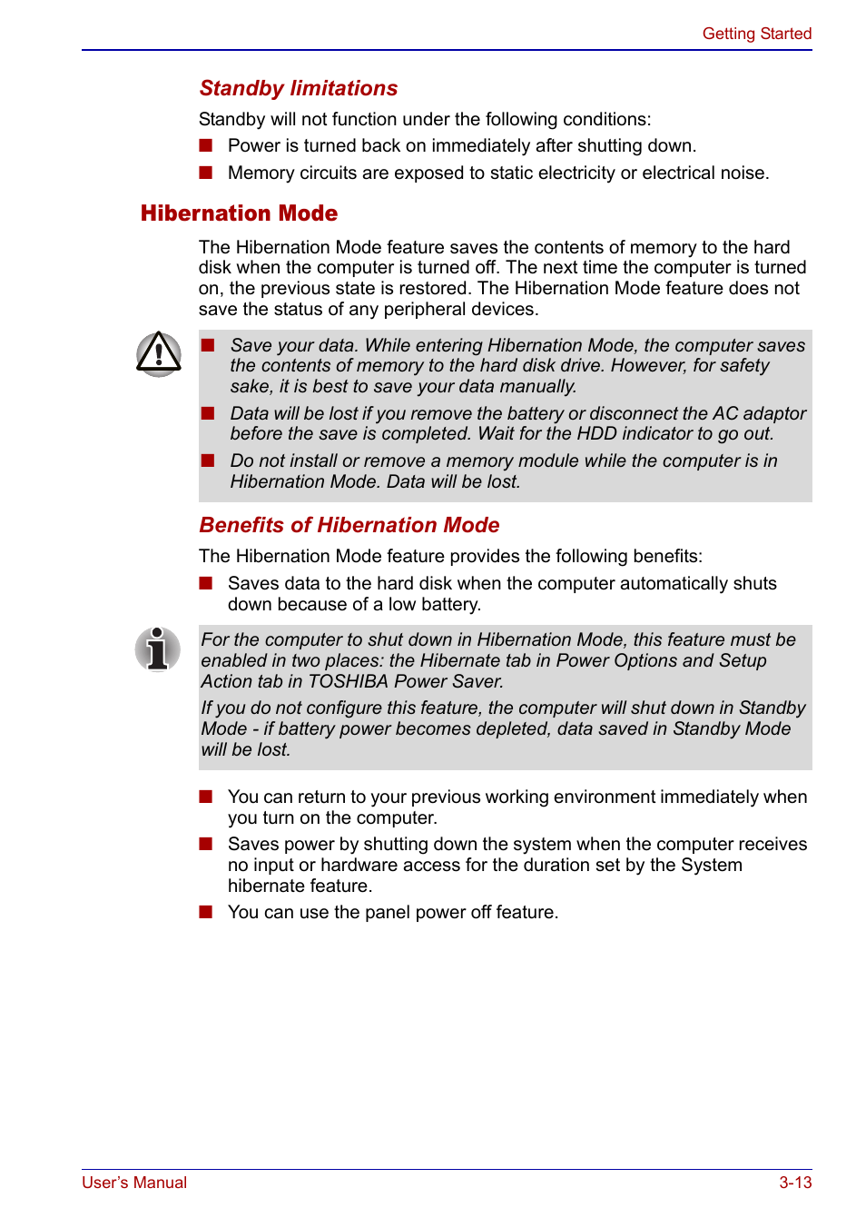 Hibernation mode | Toshiba Qosmio F20 (PQF22) User Manual | Page 69 / 282