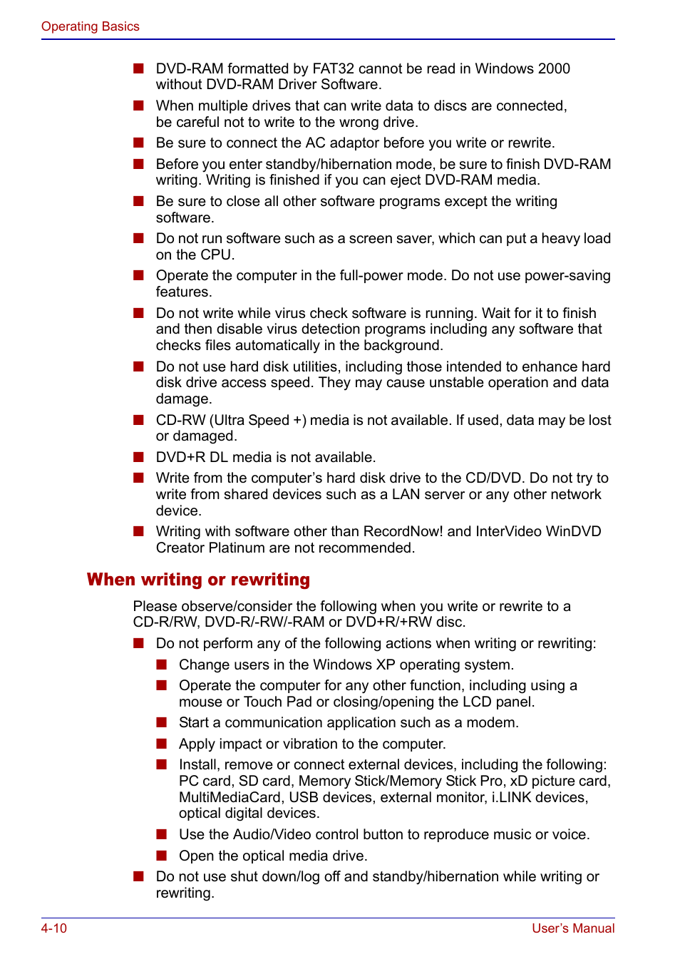When writing or rewriting | Toshiba Qosmio F20 (PQF22) User Manual | Page 82 / 282